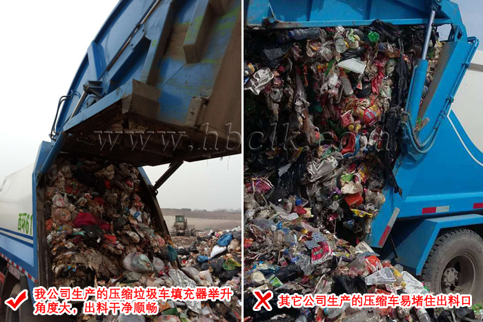 我廠生產的壓縮垃圾車填充器舉升角度高